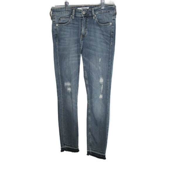 Calvin Klein - Mid Rise Skinny Distressed Jeans - Picture 1 of 7
